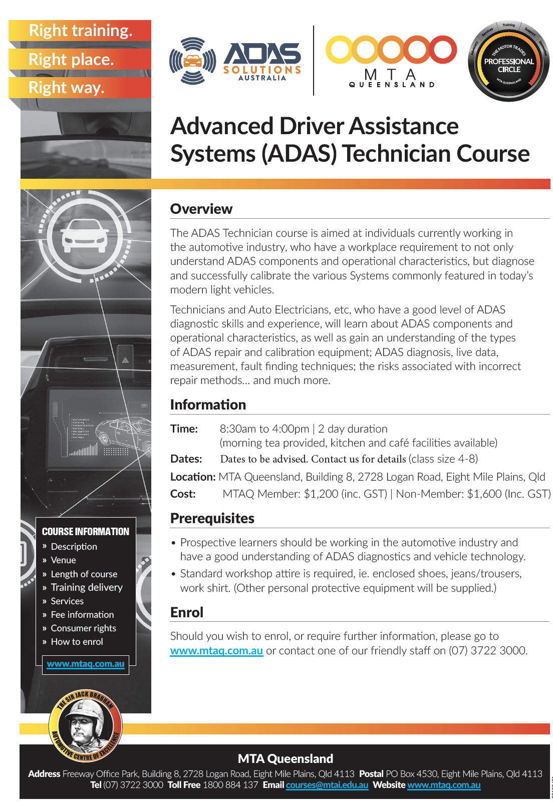 ADAS Solutions Technician training - MTAQ