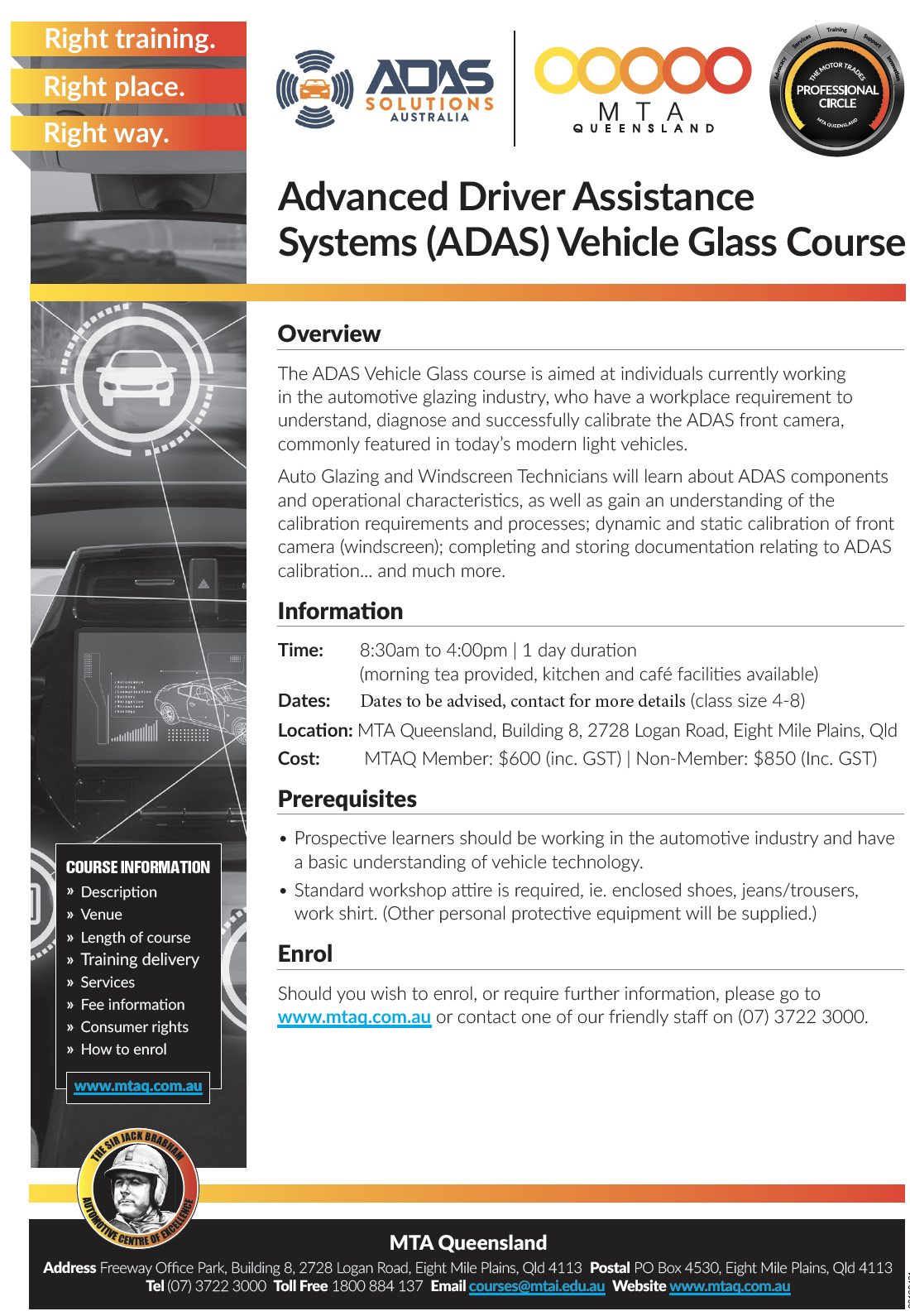 MTAQ ADAS Vehicle Glass Training - ADAS Solutions